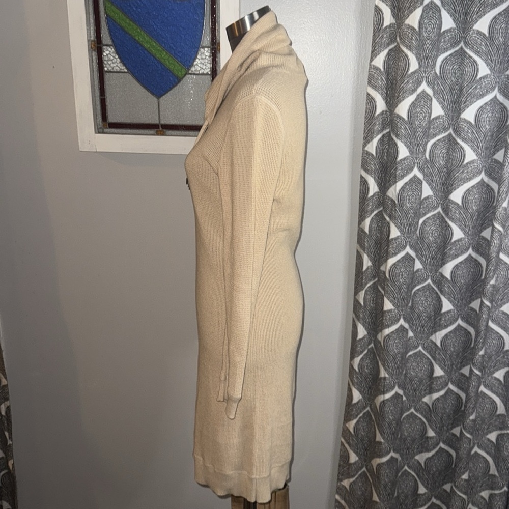 Lauren Ralph Lauren 100% Cotton Waffle Knit Cowl Neck Midi Dress SZ Petite Med - Picture 4 of 10